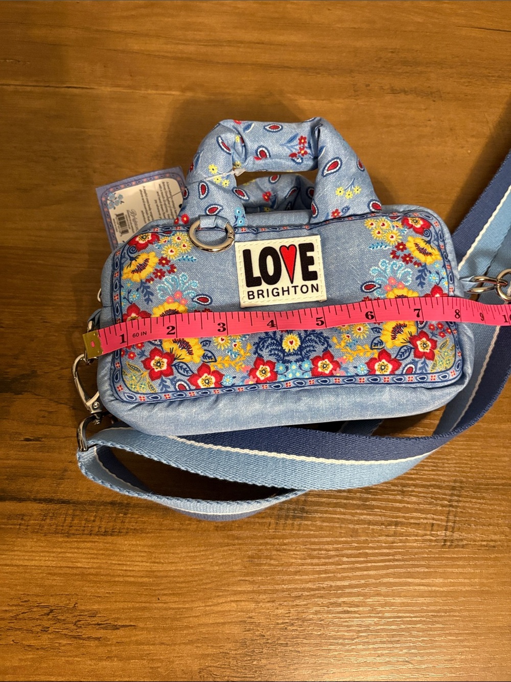 Brighton Light Blue Bandana Love Floral Crossbody Bag - Picture 9 of 10